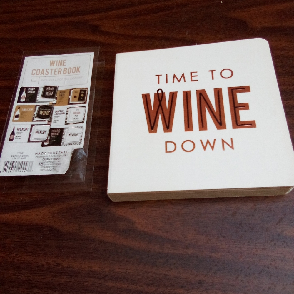 Wine Coaster Book Time To Wine Down 6 Pop Out Coasters Humour &Informative Text